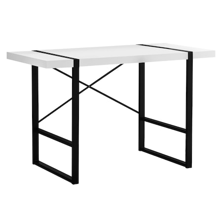 Monarch Specialties Computer Desk, Home Office, Laptop, 48"L, Work, Metal, Laminate, White, Black, Contemporary, Modern I 7313